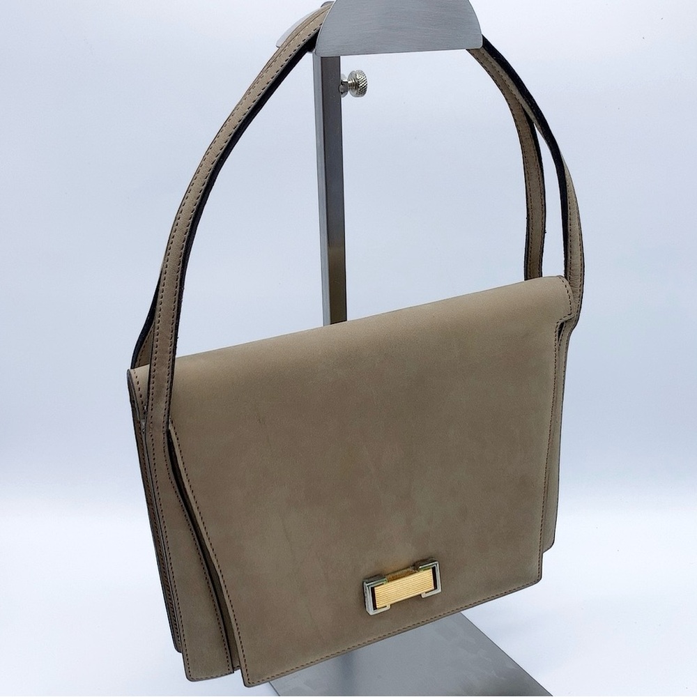 Vintage Pierre Balmain Nubuck Leather Handbag in Taupe